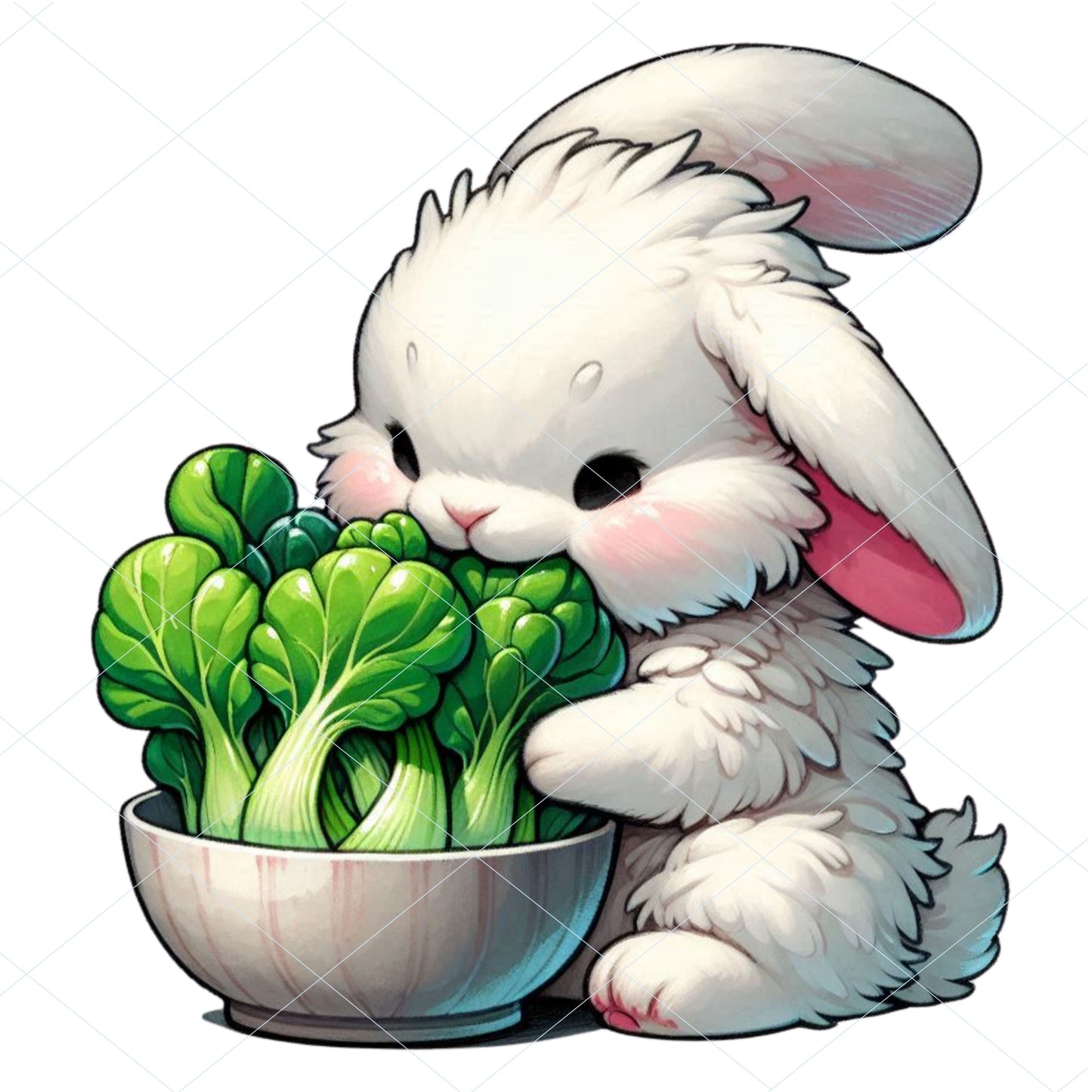 14 Fluffy Bunny Eating Veggies