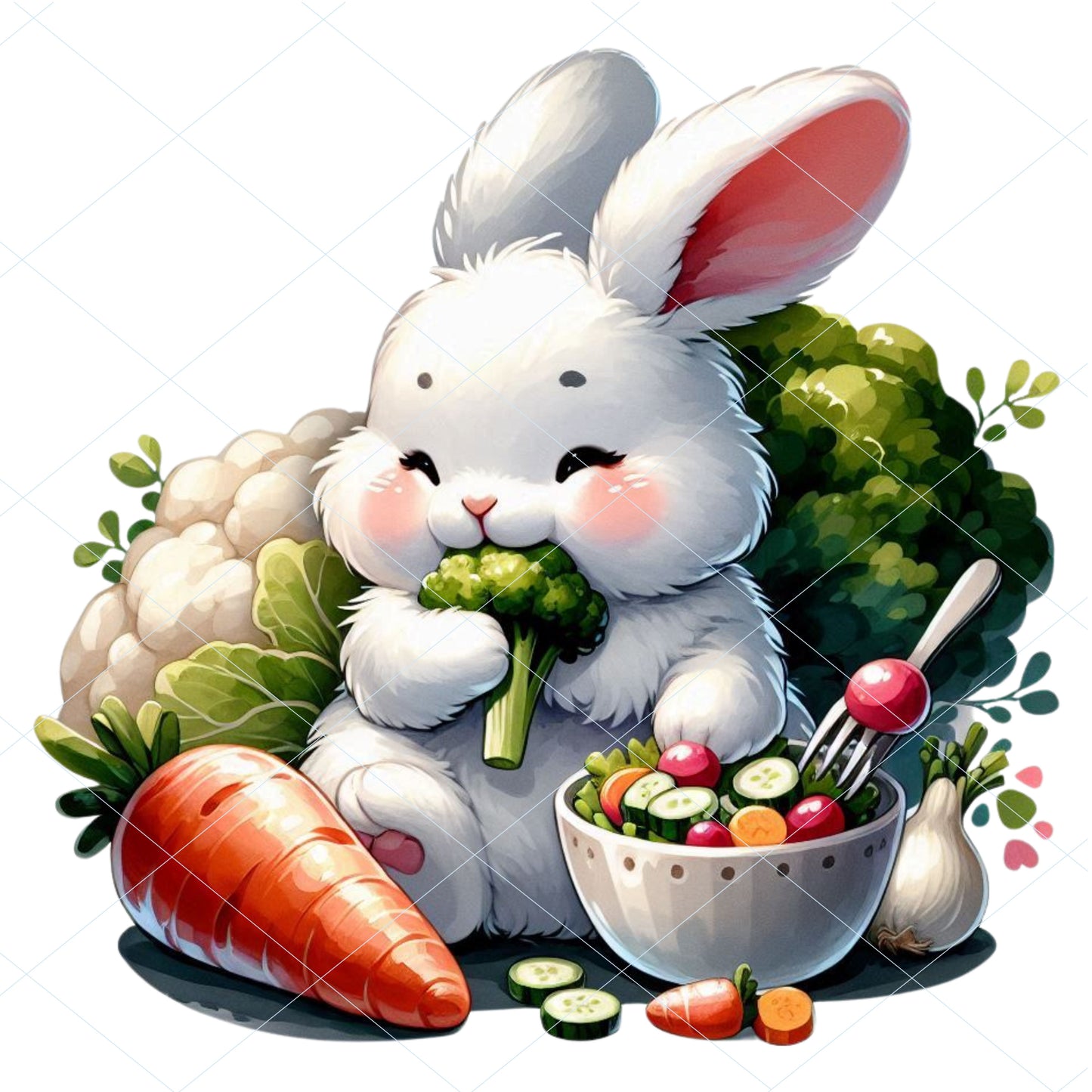 14 Fluffy Bunny Eating Veggies
