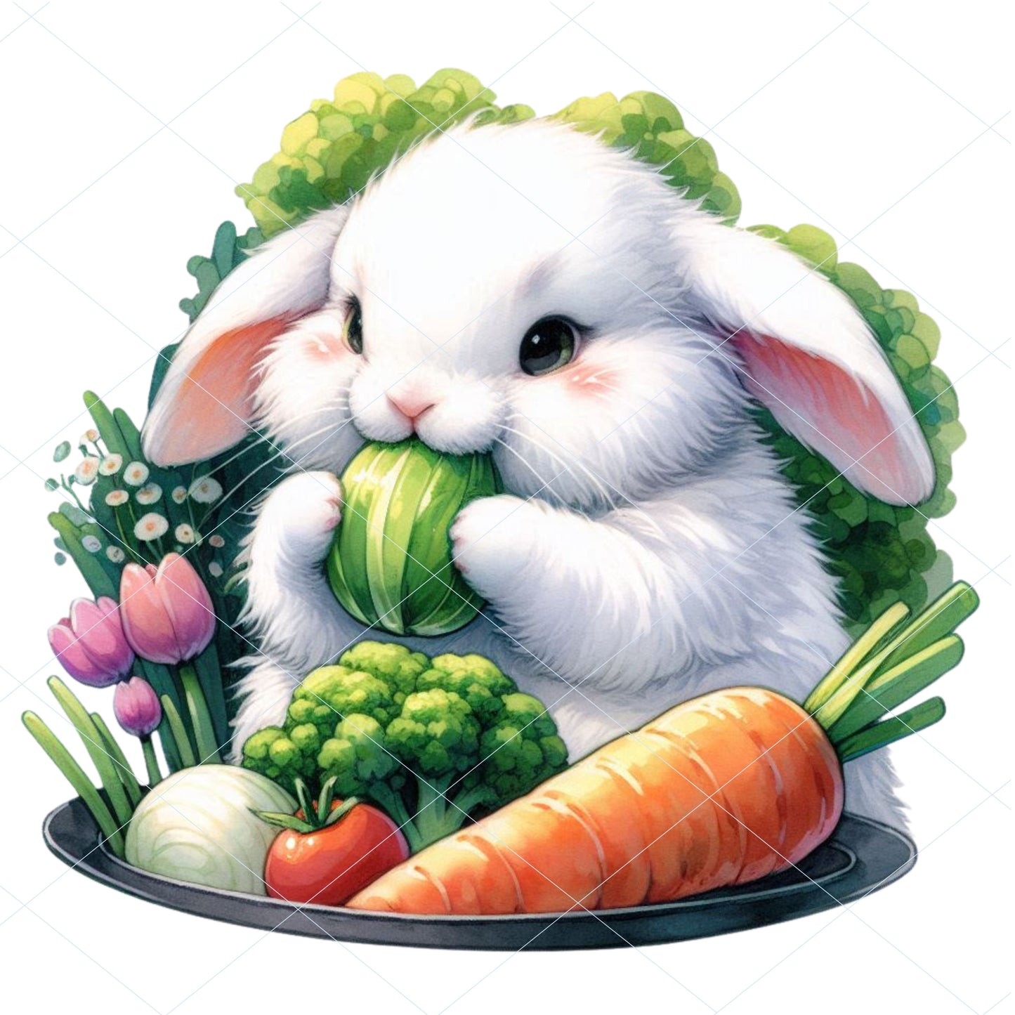 14 Fluffy Bunny Eating Veggies