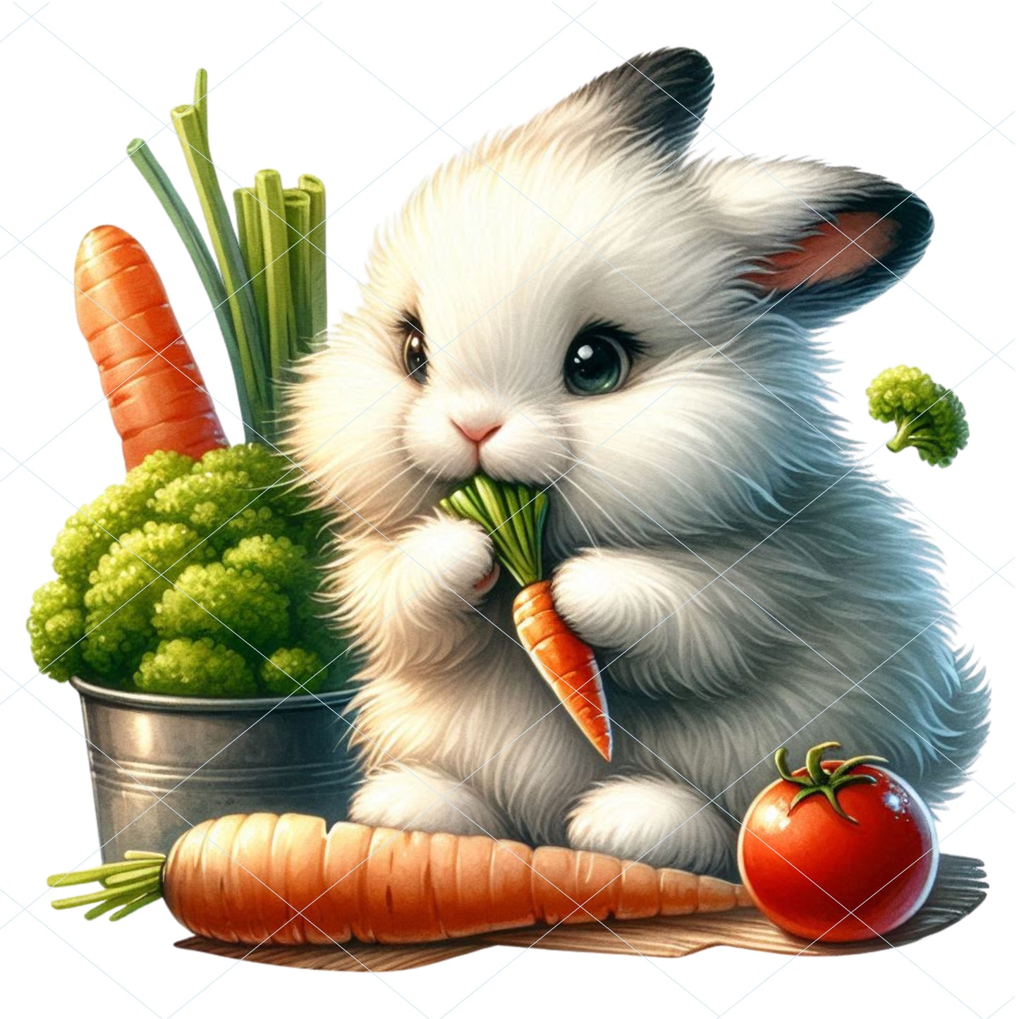 14 Fluffy Bunny Eating Veggies