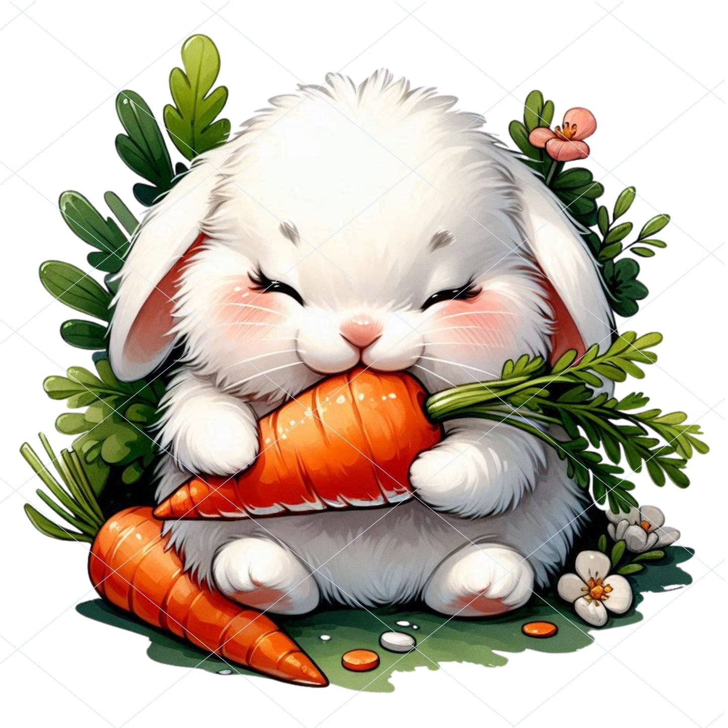 14 Fluffy Bunny Eating Veggies