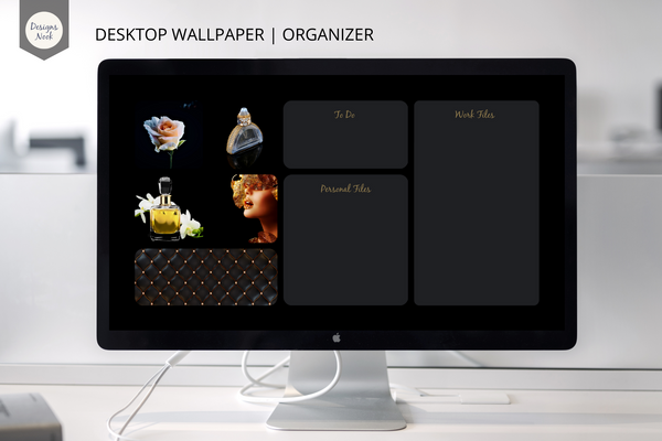 Black and Gold Desktop Wallpaper, Desktop Background, Fashion Desktop Organizer, Computer Folder and Files Organizer, Beautiful Wallpaper
