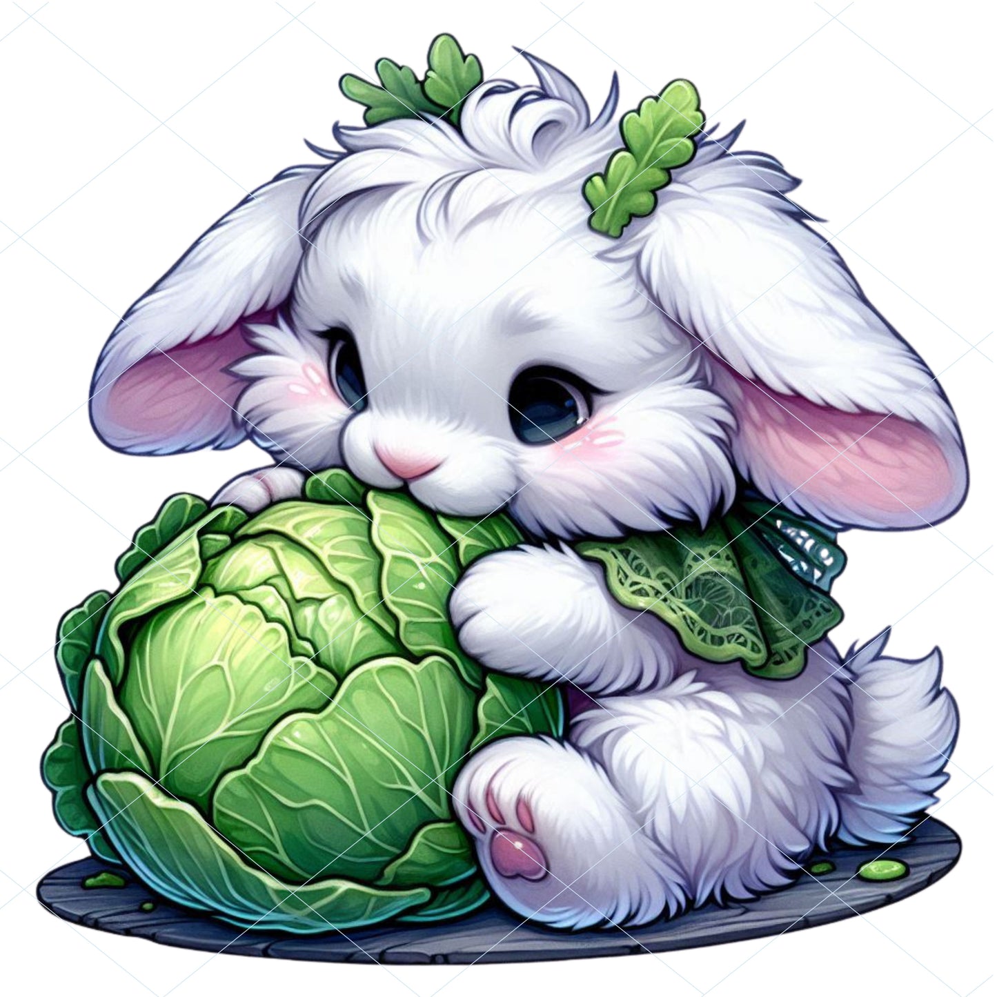 14 Fluffy Bunny Eating Veggies