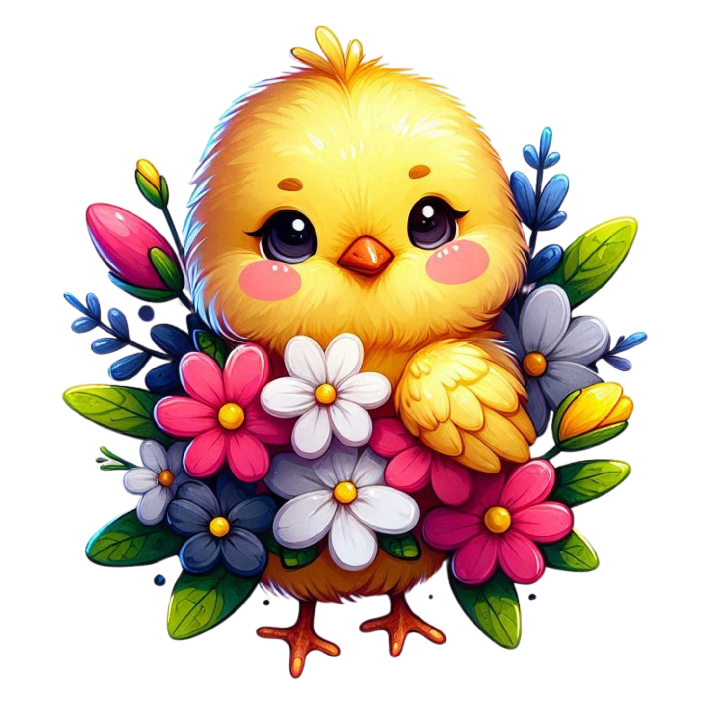Chick Holding Flowers, Free
