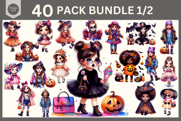 Halloween Fashion Girl Illustrations
