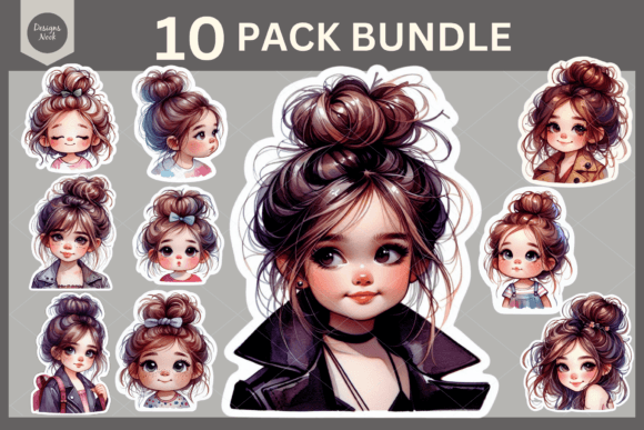 Girl Messy Bun Stickers