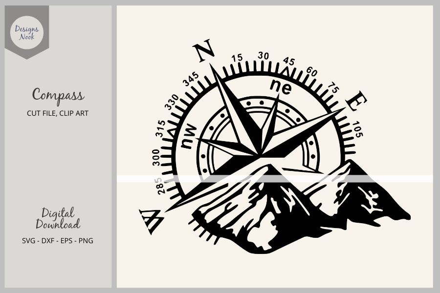 Fancy Compass Rose - Silhouette - Scrapbook - Vinyl Cutter - Engraving -  SVG design - Craft Files (Digital Download)