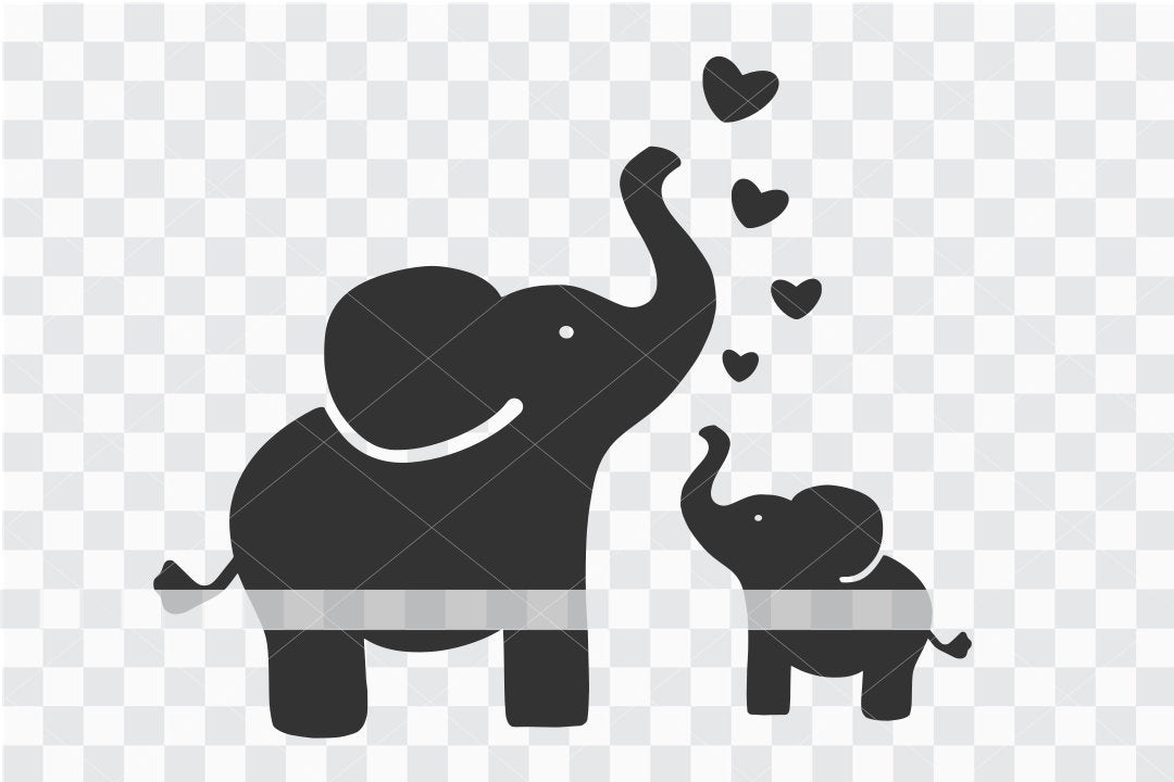 baby elephant and mother clipart