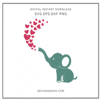 Baby elephant breathing hearts - SVG