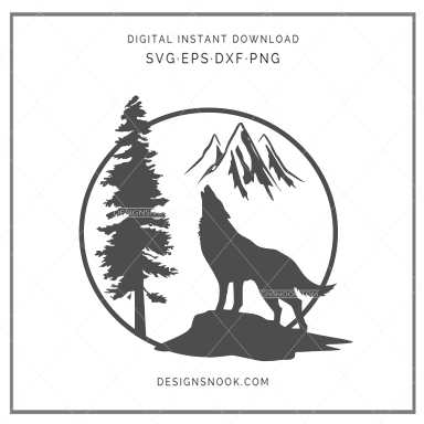 Howling wolf wildlife scene - SVG