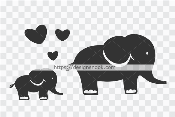 Mom and baby elephant - SVG