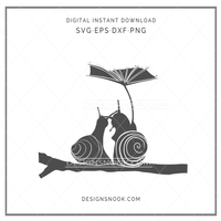 Cute snails under leaf umbrella - SVG