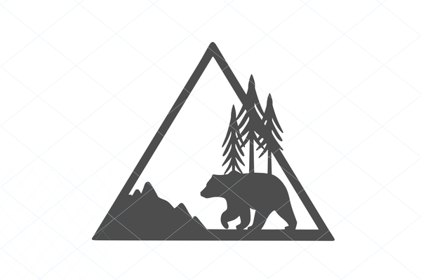 Bear wildlife scene, bear svg, bear cut file, bear vector, bear decal, bear silhouette, papa bear svg, mountain scene, wildlife scene 1181