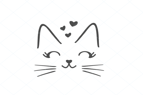 Cat wearing glasses, cute cat svg, smiling cat svg, cute cat cut file, smiling cat, happy cat sticker print clip art stencil vector 1233