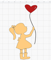 Girl holding balloon, sweet girl svg, cute girl svg, girl cut file, heart balloons svg, girl silhouette vector clip art girl clipart 1235