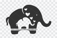 Mother and baby elephant svg, cute elephant, baby shower cut file, mom and baby svg, clipart stencil decal sticker transfer vector 1244