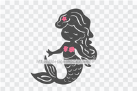 Cute mermaid svg, young mermaid svg, little mermaid svg, mermaid vector, mermaid cut file dxf, mermaid silhouette, mermaid file for Cricut 1286