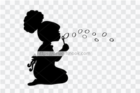 Black girl svg, Little black girl svg, black girl blowing bubbles, birthday girl svg, black girl cut file, black girl silhouette, 1287
