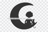 Boy and cat on moon SVG EPS PNG Digital File Clipart Instant Download Stencil Silhouette Full Body Cat Stencil Sublimation Cut File 1297