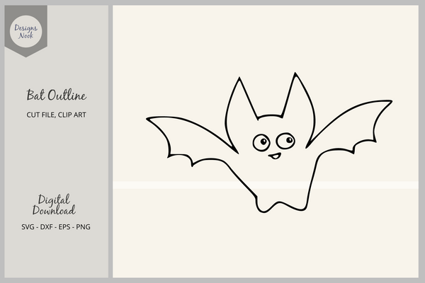 Baby Bat Outline SVG, Halloween PNG Clipart