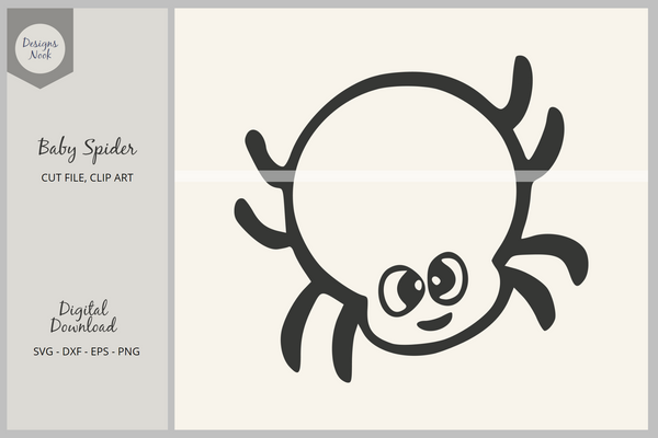 Baby Spider Outline SVG, Halloween PNG Clipart