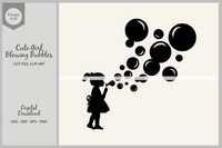 Cute Girl Blowing Bubbles SVG