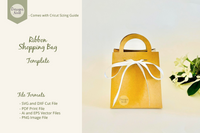 Ribbon Shopping Gift Bag Template - SVG DXF PDF EPS AI PNG