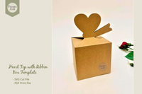 Heart top ribbon box template - SVG, PDF