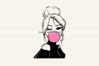 Woman Blowing Bubblegum SVG