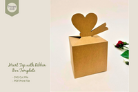 Heart top ribbon box template - SVG, PDF