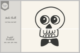Male Skull with Bow Tie SVG, Halloween PNG Clipart