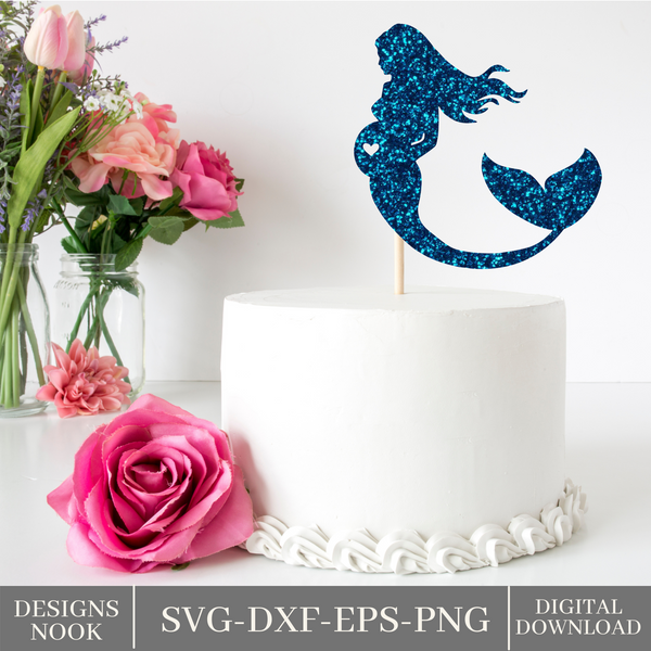 Pregnant Mermaid Cake Topper SVG