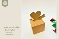 Heart top ribbon box template - SVG, PDF