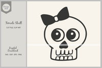 Female Skull with Hair Bow SVG, Halloween PNG Clipart
