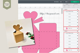 Heart top ribbon box template - SVG, PDF