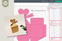 Heart top ribbon box template - SVG, PDF