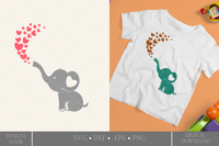 Baby elephant breathing hearts - SVG