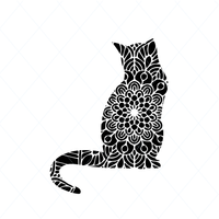 Mandala cat svg, cute kitten svg, kawaii svg, lovely cat svg, kitty svg, cat lover svg clipart stencil decal sticker template transfer DM169