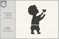 Boy Giving a Heart SVG, Vector Cut File, PNG Clipart