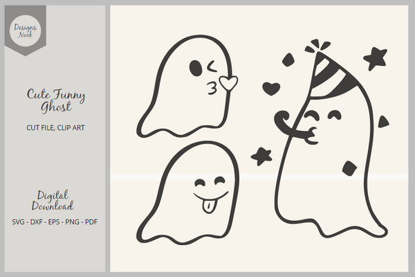 Ghost SVG, Vector Cut File, PDF Print File, PNG Clipart