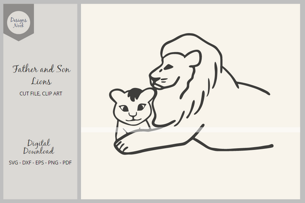 Lion SVG, Vector Cut File, PDF Print File, PNG Clipart