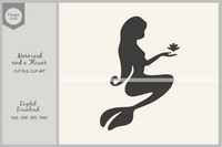 Mermaid and a Flower SVG, PNG Clipart, Mermaid Cake Topper