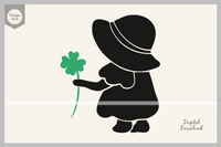 Girl Holding a Clover SVG Cut File Clipart Silhouette