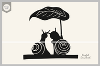Cute Snails Under Umbrella SVG Cut File Clipart Silhouette
