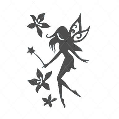 Fairy svg, flower fairy svg, fairy cut file, whimsical, fantasy, fairy wand, stencil wall decal car sticker tattoo template transfer 1137