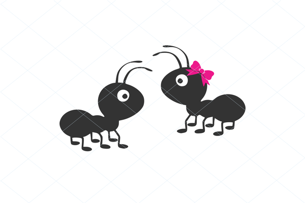 Cute ants svg, ants cut file, ants vector, ants silhouette, couple svg, ants decal, valentines svg, baby ant with a bow, girl ant, baby svg