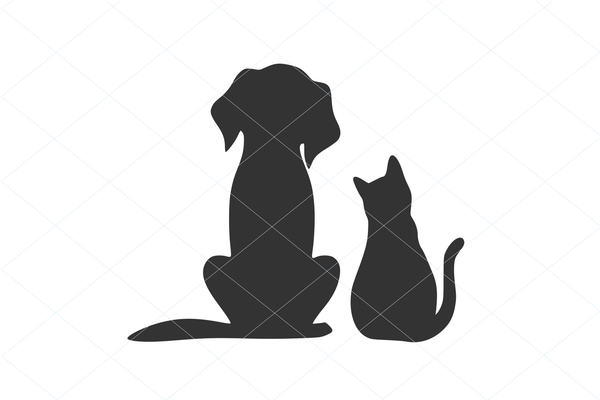 Dog and cat svg, cat lover, dog lover, love paw svg, cat silhouette, puppy svg, wall decal car sticker tattoo template transfer cat vector