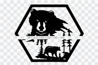 Bear svg, mountain bear svg, bear tattoo, nature svg, wildlife scene, bear plasma cnc file, clipart stencil template transfer vector 1269