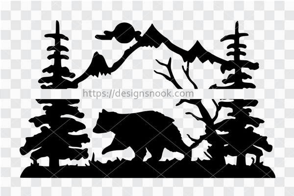Bear svg, mountain bear svg, bear tattoo, nature svg, wildlife scene, bear plasma cnc file, clipart stencil template transfer vector 1270