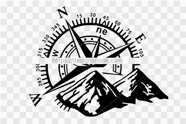 Compass svg, wildlife svg, mountain svg, adventure svg, adventure cut file, shadow box design, cnc file, clip art stencil template transfer 1274